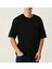 Unisex Bisiklet Yaka Baskılı Oversize T-Shirt - Siyah 1