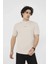 Unisex Bisiklet Yaka Slim Fit T-Shirt- Bej 4