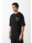 Unisex Baskılı Oversize T-Shirt - Siyah 2