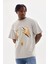 Unisex Baskılı Oversize T-Shirt - Gri 3