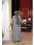 Fermuarlı Gri Tesettür Abaya 26302GR 2