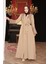 Boncuk Detaylı Bej Tesettür Abaya 29105BEJ 1