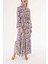 Çiçek Baskı Beli Lastikli Büzgülü Uzun Elbise 94541 1