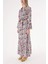 Çiçek Baskı Beli Lastikli Büzgülü Uzun Elbise 94541 3