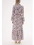 Çiçek Baskı Beli Lastikli Büzgülü Uzun Elbise 94541 4