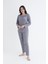 790-31 Kadın Düğmeli Yaka Uzun Kollu Pijama Takım 3