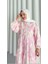 Modal Kumaş Çiçekli Düğmeli Elbise - Pembe 2