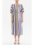 Çizgili Yarasa Kol Fermuarlı Midi Elbise 92690 6