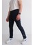 Erkek Beli Bağcıklı Slim Fit Slim Fit Cepli Düz Paça Baskılı Lacivert Eşofman Altı 1