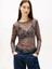 Tjw Dar Kesim Tamamı Baskılı File Uzun Kollu Kadın Kahverengi T-Shirt DW0DW215580HD 1