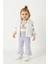 Kız Bebek 3’lü Takım Yelekli Teddy Nakışlı Sweatshirt ve Fiyonklu Pantolon Lila (9-12-18-24 Ay) 10695 2