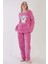 Kadın Pembe Renk Welsoft Kumaş Bisiklet Yaka Uzun Kollu Pijama Takımı C0T5N0603 2