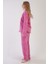 Kadın Pembe Renk Welsoft Kumaş Bisiklet Yaka Uzun Kollu Pijama Takımı C0T5N0603 3
