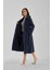 Lacivert Buklet Kaşe Oversize Kaban 6