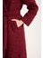 Bordo Buklet Kaşe Oversize Kaban 7