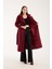 Bordo Buklet Kaşe Oversize Kaban 13