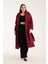 Bordo Buklet Kaşe Oversize Kaban 15