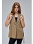 Kadın Koyu Haki Regular Astarlı Dokuma Yelek 8