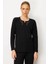 25036 Desen Triko Yakan Kenarı Işlemeli Intersiya Sıfır Yaka Patlı Bluz 1
