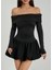 Kadın Madonna Yaka Balon Etek Mini Elbise Sonbahar 1