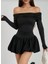 Kadın Madonna Yaka Balon Etek Mini Elbise Sonbahar 3