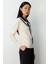 Kadın Çift Yaka Düğme Detaylı Triko Kazak 66460 Krem 2