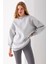 Kadın Karmelanj Üç İplik Pamuklu Ribanalı Bisiklet Yaka Oversize Sweatshirt - 2523 5