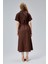 Kahverengi Boydan Düğmeli Gömlek Yaka Poplin Elbise 12