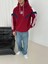 Bayermunih Bordo Kapşonlu Çizgi Kol Detaylı Oversize Trend Sweatshirt 4