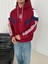 Bayermunih Bordo Kapşonlu Çizgi Kol Detaylı Oversize Trend Sweatshirt 5