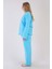 Kadın Turkuaz Renk Welsoft Kumaş Bisiklet Yaka Uzun Kollu Pijama Takımı C6T5N0603 3