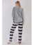 Kadın Gri Renk Welsoft Uzun Kollu Bisiklet Yaka Düz Paça Pijama Takımı C0T8N0403 4