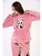 Kadın Pembe Renk Welsoft Uzun Kollu Bisiklet Yaka Düz Paça Pijama Takımı C3T3N0403 2
