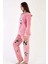 Kadın Pembe Renk Welsoft Uzun Kollu Bisiklet Yaka Düz Paça Pijama Takımı C3T3N0403 3