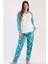 Kadın Mint Renk Welsoft Uzun Kollu Bisiklet Yaka Düz Paça Pijama Takımı C0T9N0303 1