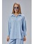 Bebe Mavisi Taş Işlemeli Salaş Kalıp Gömlek 6