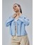 Bebe Mavisi Salaş Kesim Bağlama Detaylı Gömlek 6