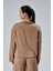 Açık Kahverengi Salaş Kesim Bağlama Detaylı Gömlek 8