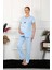 Kadın Kısa Kol Hamile Lohusa Pijama Takımı Mavi 1