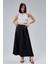 Siyah Regular Büzgülü Beli Lastikli Saten Etek 6