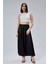 Siyah Regular Büzgülü Beli Lastikli Saten Etek 7