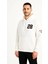 Üç Iplik Kapüşonlu Ön ve Arka Baskılı Sweatshirt Hoodie - Beyaz 4