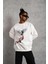 Erkek Güvercin Baskılı Sweatshirt - Beyaz 4