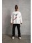 Erkek Güvercin Baskılı Sweatshirt - Beyaz 5