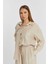 Kadın Bej Casual Oversize/geniş Kalıp Gömlek 7