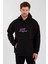 Erkek Baskılı Üç Iplik Kapüşonlu Oversize Sweatshirt - Siyah 4