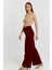 Bordo Palazzo Geniş Paça Dokuma Kumaş Pantolon 7