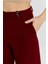 Bordo Palazzo Geniş Paça Dokuma Kumaş Pantolon 10
