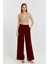 Bordo Palazzo Geniş Paça Dokuma Kumaş Pantolon 12