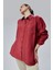 Bordo Yırtmaç Detaylı Oversize Gömlek 6